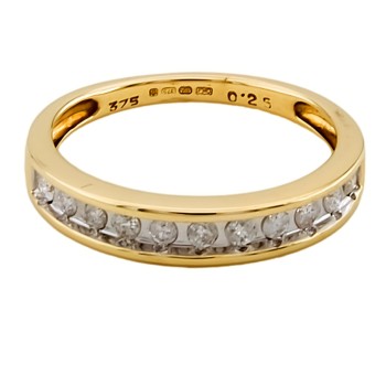 9ct Gold Diamond 0.25 Half Eternity Ring Size N